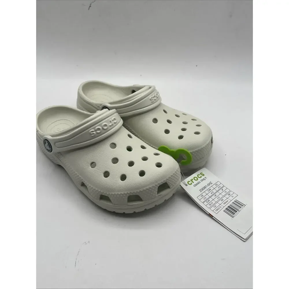 Crocs Kids Unisex Classic Clog Slip-On Sz US C13 20691-0HZ Ivory Gray NWT